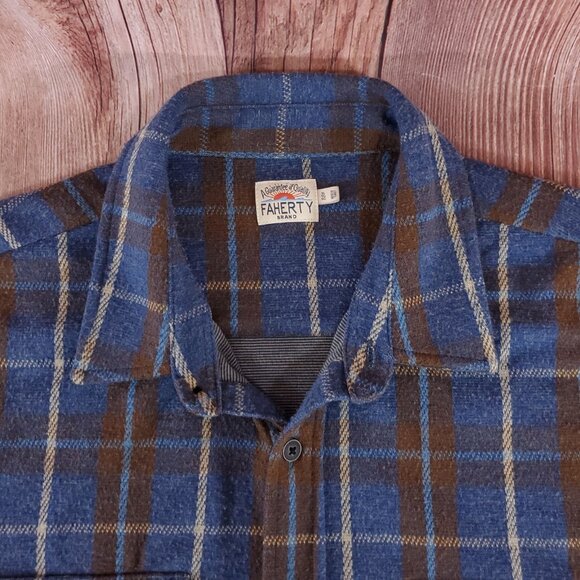 Faherty Mens Size XL Legend Sweater Flannel Shirt Alpine Lake Plaid Soft - Picture 4 of 12
